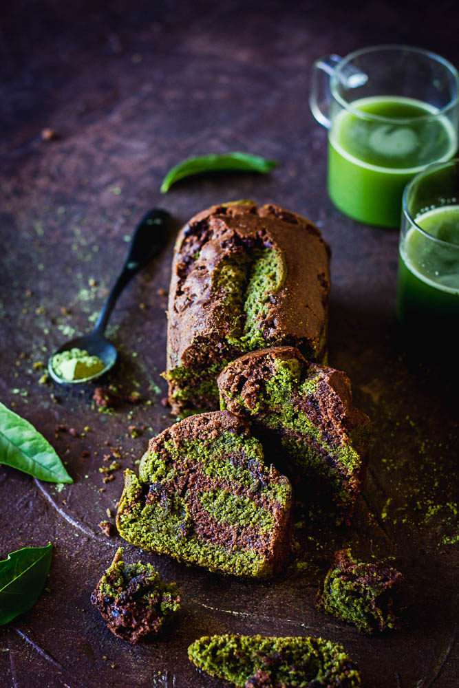 Cake marbré au matcha et chocolat