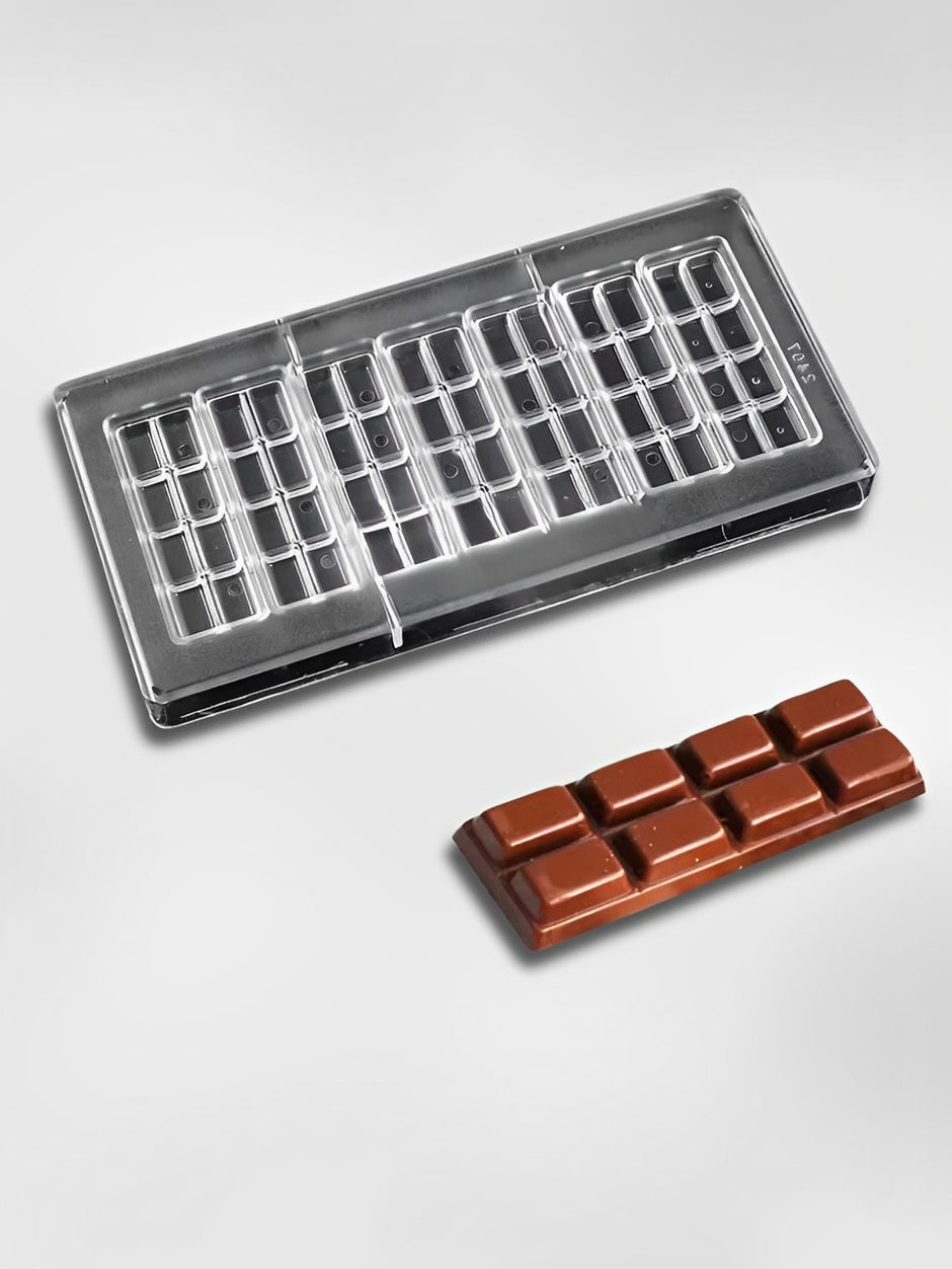 Moule à Chocolat Polycarbonate Goldbaking Rectangulaire 60g - Barre Chocolat DIY 27x13,5x2,4 Cm